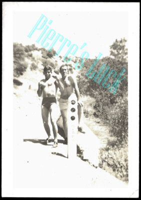 Two Sexy Athletic Men in Tight Swim Suits - Vintage 1930's Photo GAY INTEREST