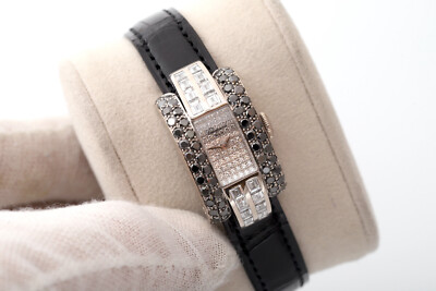 Chopard La Strada 18 Karat Weißgold Fabrik Set Diamanten 18 mm Pave Damenuhr