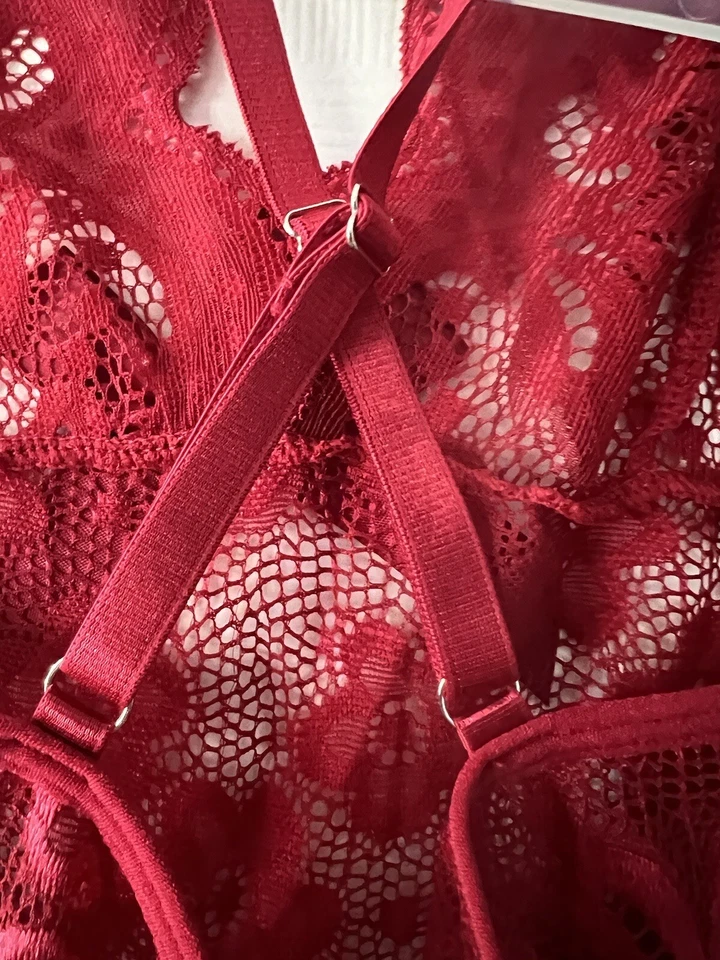 Aranmei Lingerie/ Nightwear Babydoll Shorts, Wine Red, Large - Image 4 of 4