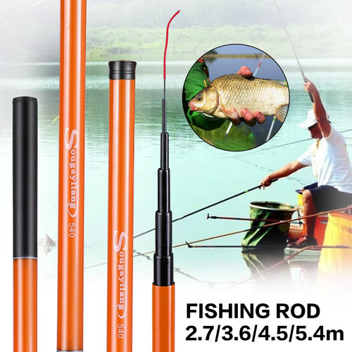 Canna Da Pesca Per Carpa 2.7/3.6/4.5/5.4M Canna Telescopica Ultra Leggera + - Photo 8/14