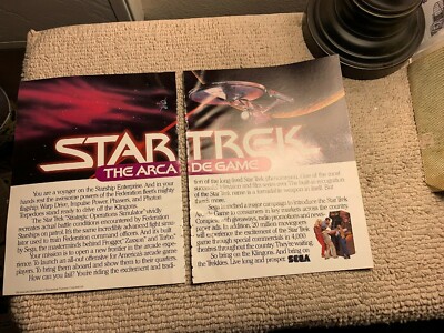 Original boldly go sit down 11- 8.5'' Star Trek 2 Page Sega  game AD FLYER