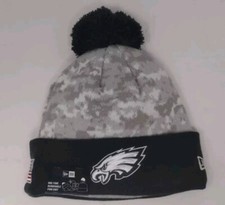 2024 NFL Salute to Service Philadelphia Eagles New Era Knit Beanie Hat On Field