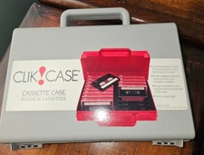 Clik Case Plastic 16 Cassette Tape travel Carrying Case gray  16 Cassettes Tape