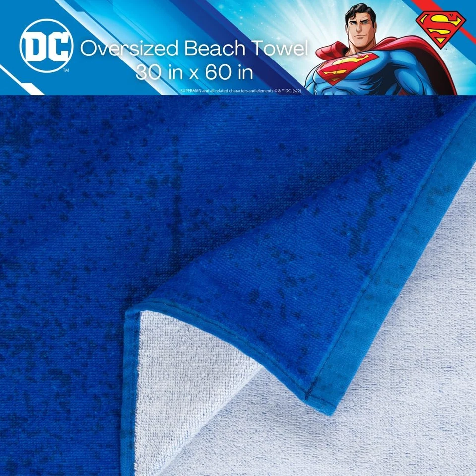 WB Superman Logo Pool/Bath/Beach Towel 30" x 60" Large Cotton - Image 2 of 2