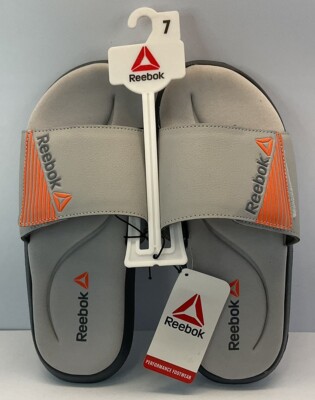 REEBOK MENS MEMORY FOAM SLIDE SHOES SIZE 7 GRAY ADJUSTABLE OPEN TOE ~New W/Tags