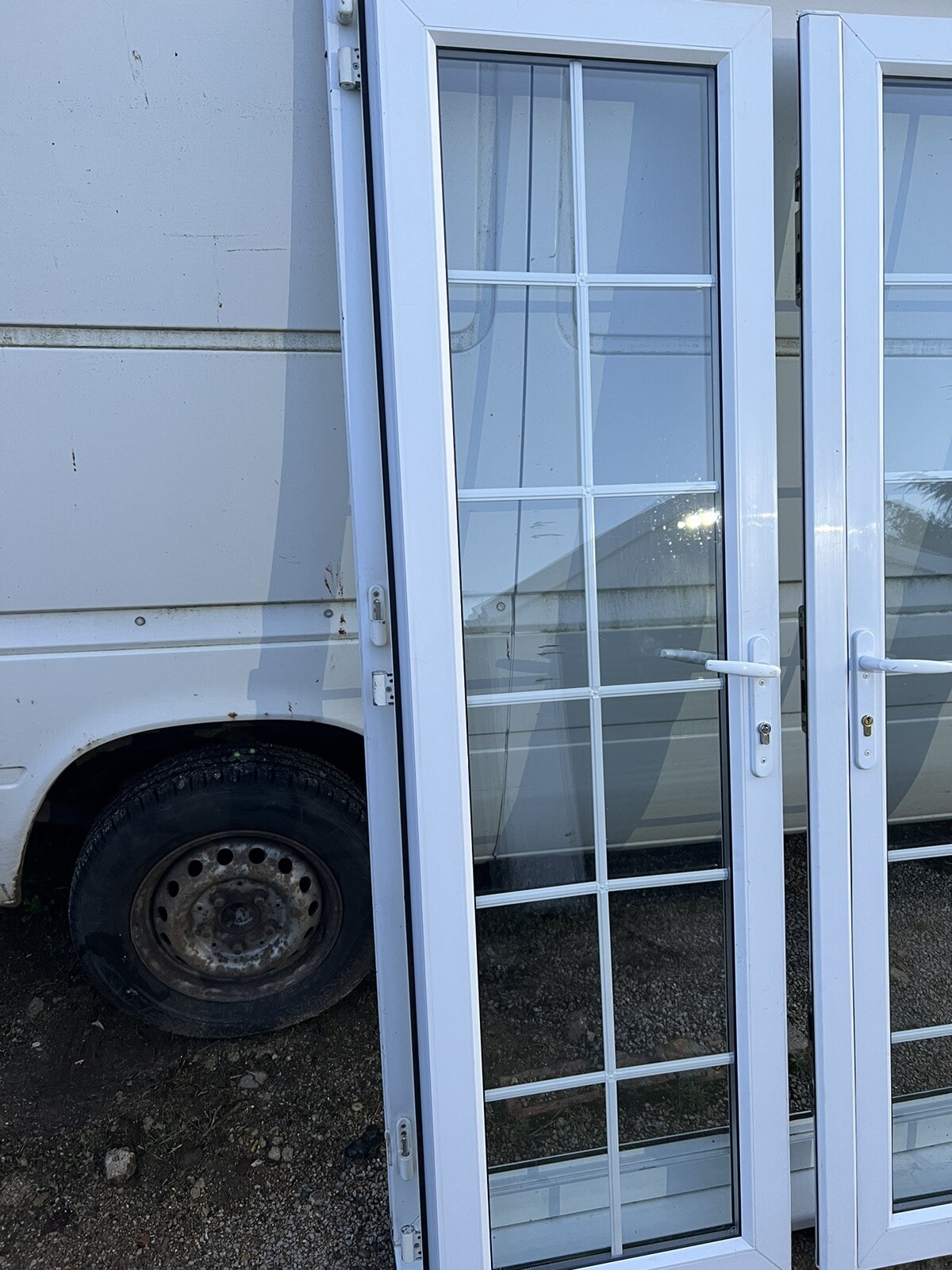 Used white UPVC French doors eBay