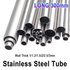 304 Stainless Steel Round Tube / Pipe Wall Thick 1/1.2/1.5/2/2.5/3mm, LONG 300mm