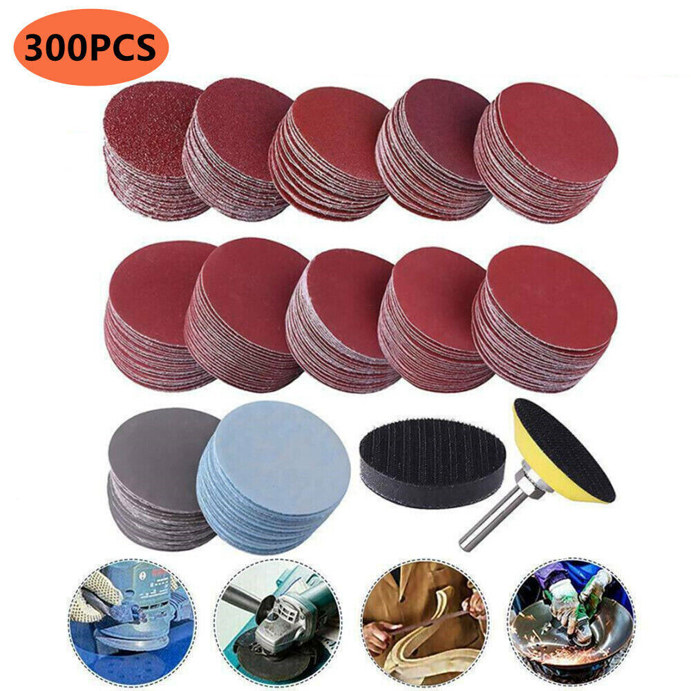 300Pcs 50mm Sanding Discs Pad Kit for Drill Grinder Rotary Tools