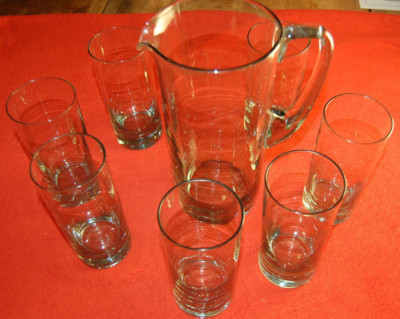 Service à Orangeade Vintage – Pichet + 7 Verres Soufflés – Verre Transparent