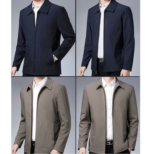 Men Coat Jackets Tops Business Autumn Spring Zipper Casual Turn-down Collar ) - Picture 9 of 16