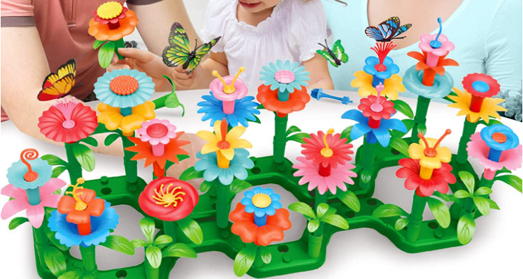 3 4 5 6 Year Old Girls, Preschool Flower Garden Building toys - 147 pcs
