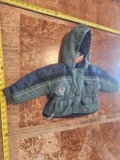 Oshkosh Bgosh Beige Green Fleece Lined Hooded Bomber Jacket Size 12M S78