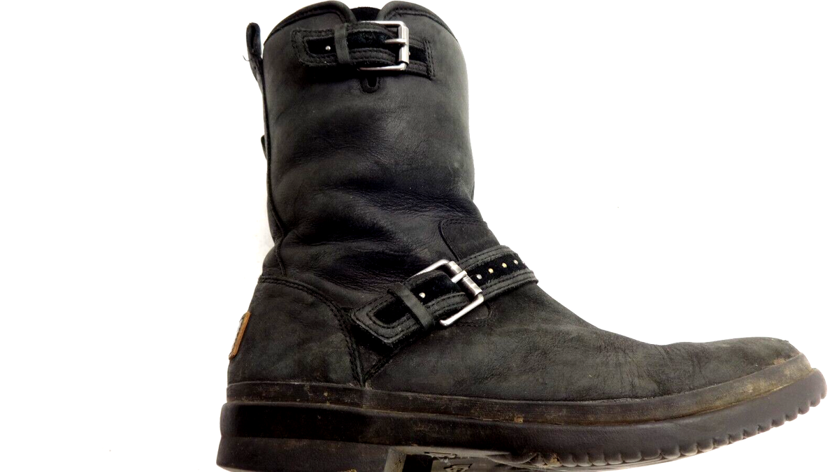 Ugg Jenise Boots Black Leather Ugg Australia Women's Jenise