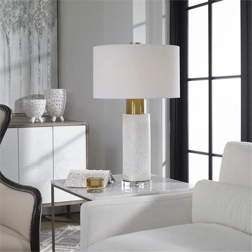 Uttermost Vaeshon Concrete Crystal and Iron Table Lamp in Bleach Wash and White - Picture 6 of 7