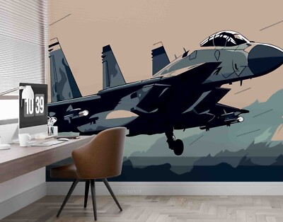3D Modern Warfare Aircraft F16 Wallpaper Wall Mural Peel and Stick Wallpaper 162