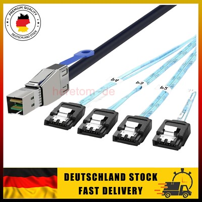 Neu 1M Mini SAS zu Sata Kabel Externes Mini SAS HD SFF 8644 zu 4 Sata Seriell DE
