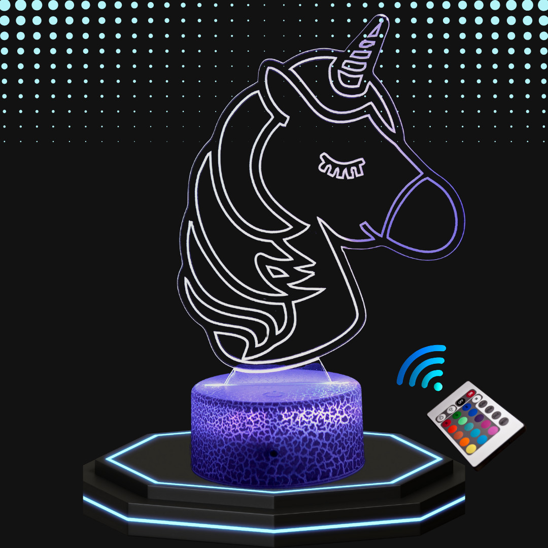 Lampe de chevet 3D veilleuse LED licorne changement de couleur déco chambre
