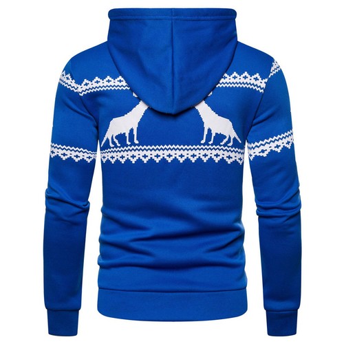 Mens Christmas Hooded Sweatshirt Long Sleeve Solid Slim Hoodie Pullover Jacket - Picture 8 of 33