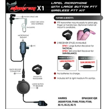 Earphone Connection STINGRAY QR Headset for Harris / Macom Jaguar (See List)
