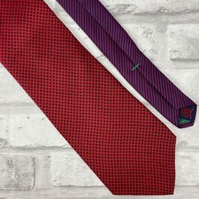 Tommy Hilfiger 100 Silk Necktie Two Tone Red Navy Blue 59 Inches