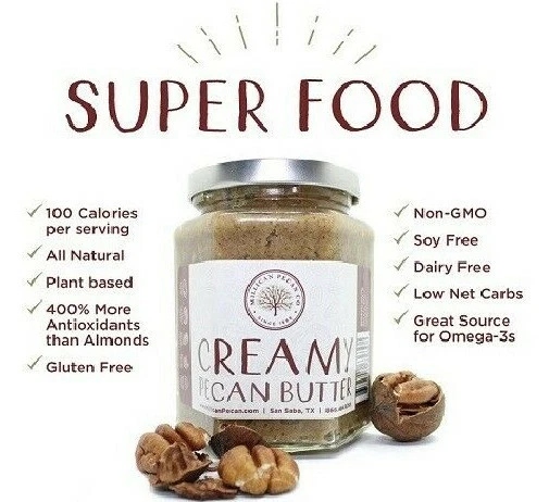 Mantequilla de nuez moscada cremosa pura | Ceto, paleo, vegana, sin gluten | Millican Pecan | TX Foto 3 de 4