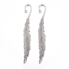 2 Lesezeichen 117x12mm Feder Rohlinge Antik Silber Anh&auml;nger Bookmarks - 1199