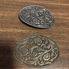 Vintage Collectible Flowers and Swirls Metal Belt Buckle, VGC