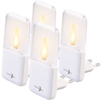 Lunartec 4Er-Set Led-Kerzenflackern-Nachtlichter, Steckdose, DäMmerungssensor