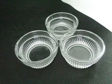 Set of 3 EAPG ELONGATED Diamond Cut Open Salt Cellar Dip Clear Pattern GLASS