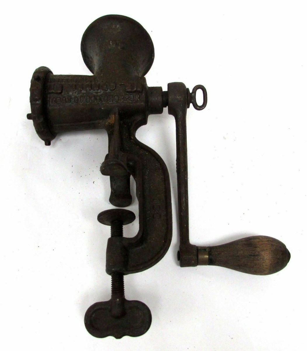 Antique Enterprise Tinned Cast Iron Meat Grinder/Food Crank Chopper