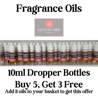 GLITTER FAIRY Fragrance oils 10ml - Wax Melts, Candles, Bath Bomb, Soap making, perfumes - UK