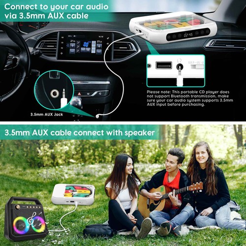 Portable CD Player W/Wired Earphone Bluetooth 5.3 5V2A CD/CD-R/CD-RW/MP3/WAV - Picture 6 of 17
