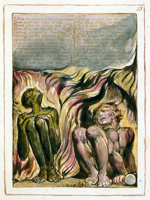 William Blake - Buch Urizen 13 Premium Herzstück gerahmt Vintage Interieur Vinta