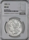 1896-P  $1  MORGAN SILVER DOLLAR  "PHILADELPHIA"  NGC MS62  #8675096-071