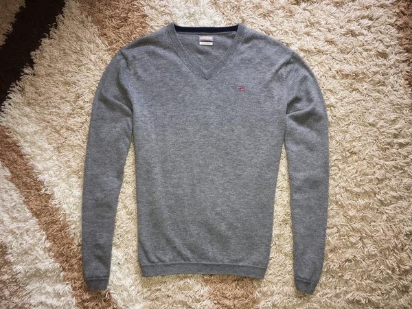 Men Napapijri Sweater Grey Merino Wool 42 / XL /