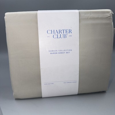 Charter Club 550 Thread Count Cotton - Sheet Set- Parchment-Queen- New