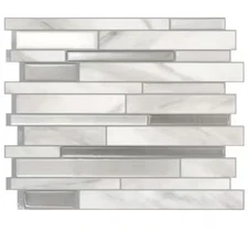 Smart Tile Milano Carrera Gray 11.55 in x 9.64 in Vinyl Peel & Stick Tile (4pk)