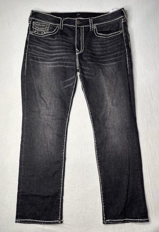 TRUE RELIGION Ricky Super T Flap Jeans Dark Asphalt Gray Mens Size 40 X 34 NWT!