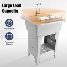 Spacious Utility Sink Laundry Sink with Storage Shelf Slop Sink Wash Station