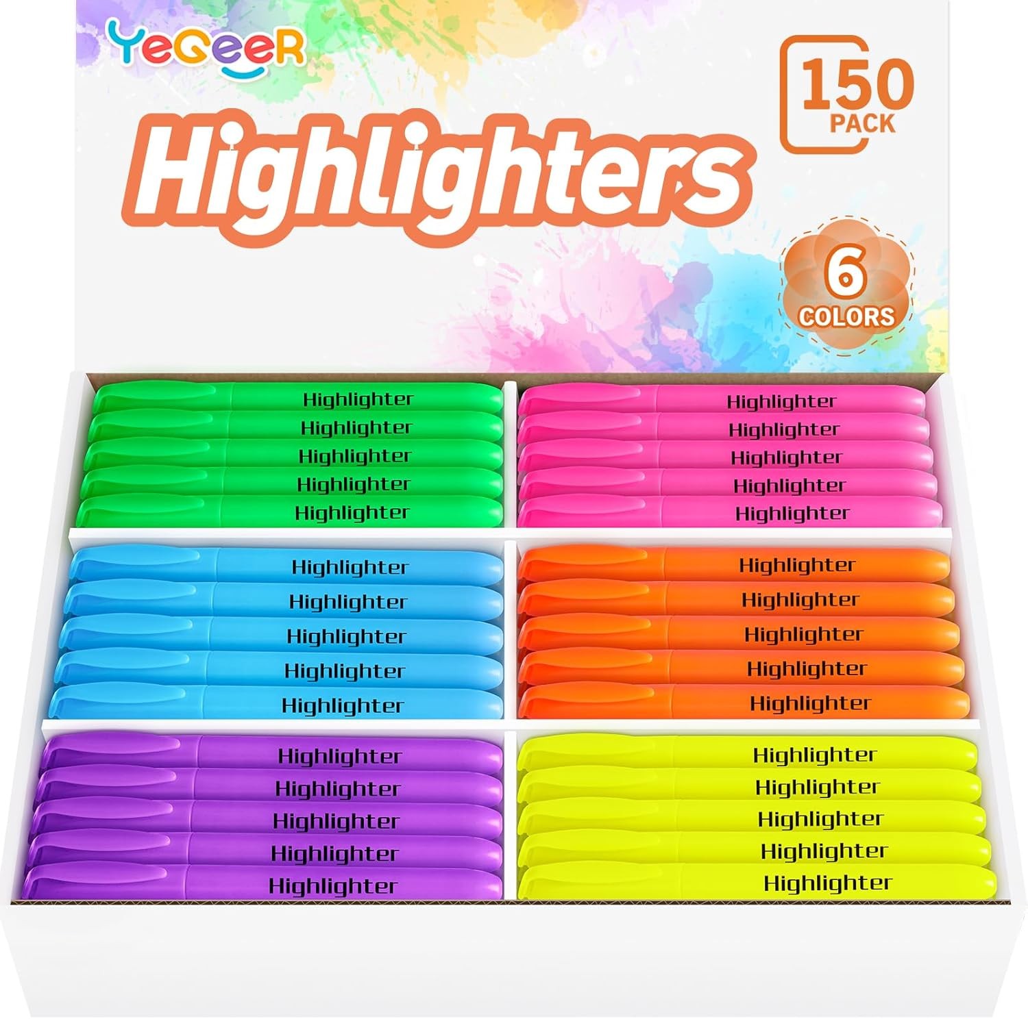 S Bulk. Chisel Tip Dry-quickly Highlighter Markers. 150 Coun
