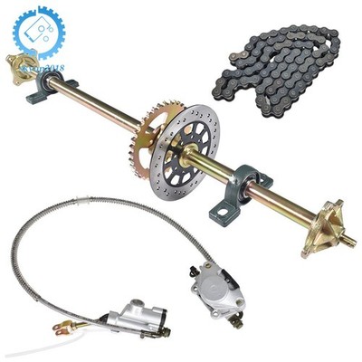 Go Kart ATV Rear Axle Assembly Kit Shaft + Hub+ Chain+ Brake Master Cylinder 44''
