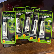 Lot of 5 Green Glow-in-the-Dark Cream Face Paint Makeup Tube, Halloween