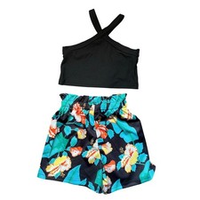 Girls Tropical 2 Piece Outfit Shorts Crop Top Set Size 4-5Y Summer