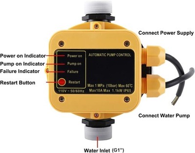Automatic Water Pump Pressure Controller Electronic Pressure Switch 110V 145PSI
