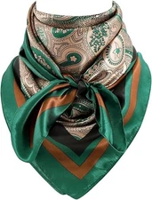 35 Inch Wild Rag Cowboy Scarves for Men Large Rancher Neckerchief Silk Green