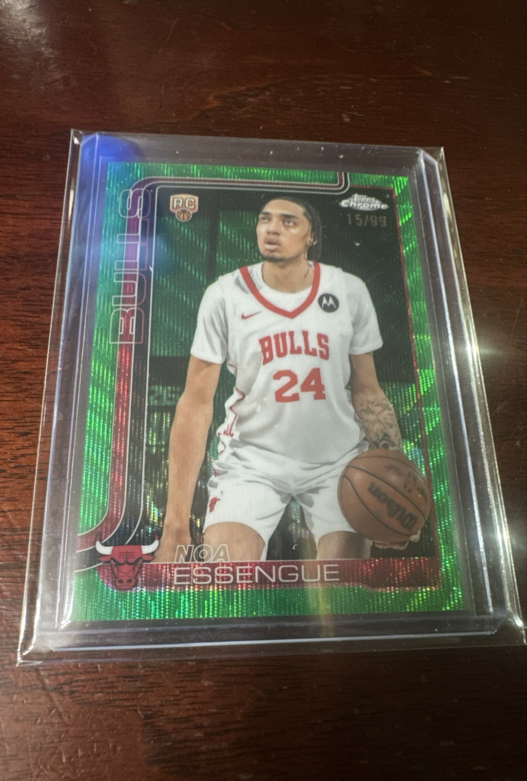 2025-26 Topps Chrome - Noa Essengue #262 Green Wave Refractor 15 /99 (RC)