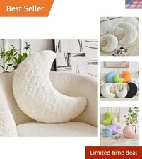 Cuscino a Forma di Luna con Morbida Pelliccia Ecopelliccia per Divano, Letto, Divano - Carino Mezza Luna P...
