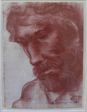 Pietro Annigoni (Milano 1910 - Firenze 1988) Volto virile sanguigna cm 20x15