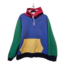 Polo Ralph Lauren Color-Block Fleece Sweatshirt Hoodie Mens XL Blue Preppy Pony