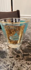 VTG MCM Libby Southern Comfort  Promo Gold/Turquoise Riverboat Glass 3.5"H